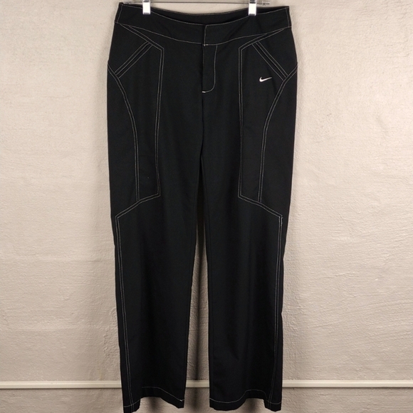 Nike Black Mid Rise Hook Zipper Closure Flare Leg Athletic Athleisure Pant - Picture 15 of 15